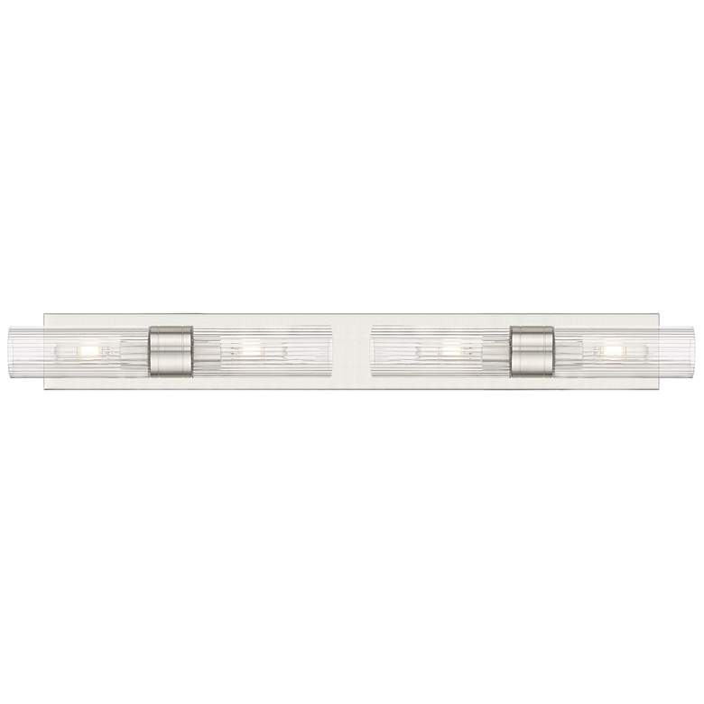 Image 1 Ballston Boreas 4 Light 39" Bath Vanity Satin Nickel Striped Clear Shade