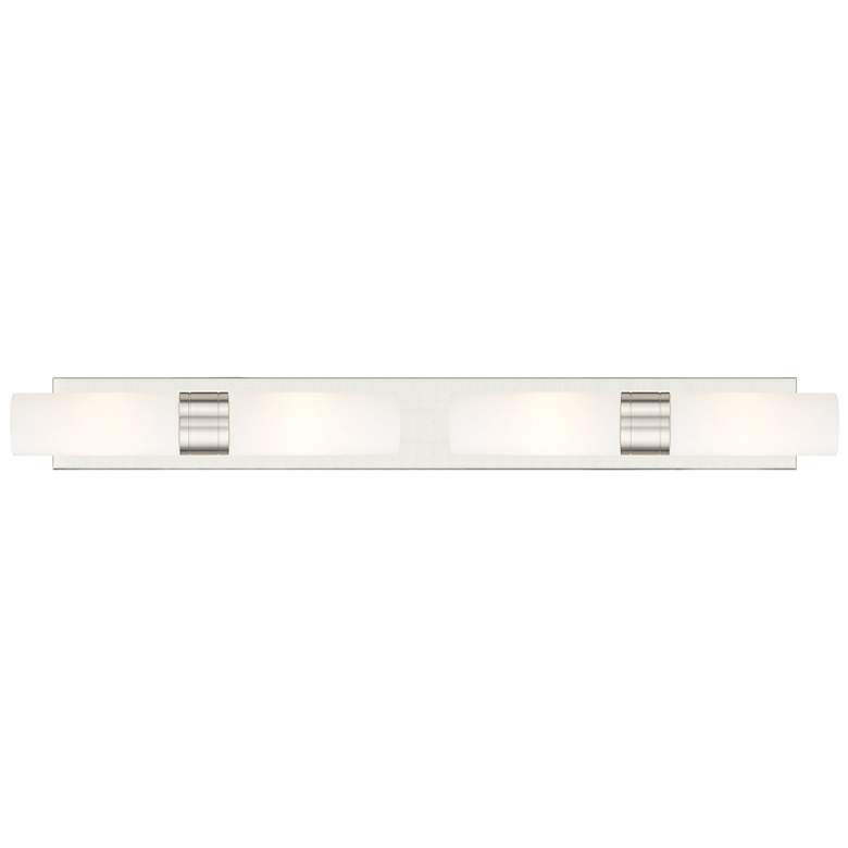 Image 1 Ballston Boreas 4 Light 39" Bath Vanity Satin Nickel White Shade