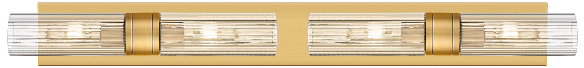 Ballston Boreas 4 Light 39" Bath Vanity Brushed Brass Striped Clear Sh