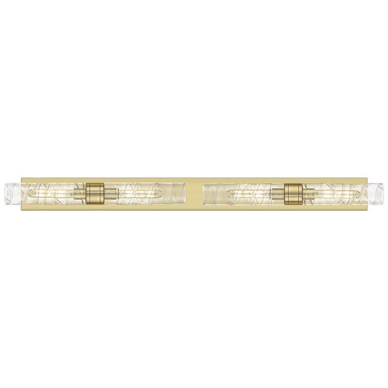 Image 1 Ballston Boreas 4 Light 51" Bath Vanity Antique Brass Deco Swirl Shade