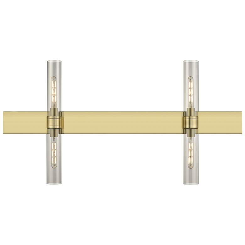 Image 1 Ballston Boreas 4 Light 51" Bath Vanity Antique Brass Light Smoke Shade