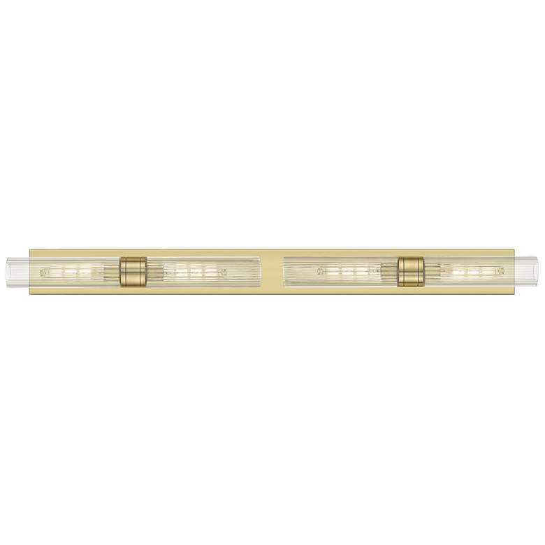 Image 1 Ballston Boreas 4 Light 51" Bath Vanity Antique Brass Striped Clear Shade