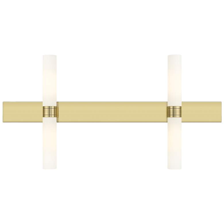 Image 1 Ballston Boreas 4 Light 51" Bath Vanity Antique Brass Striped White Shade