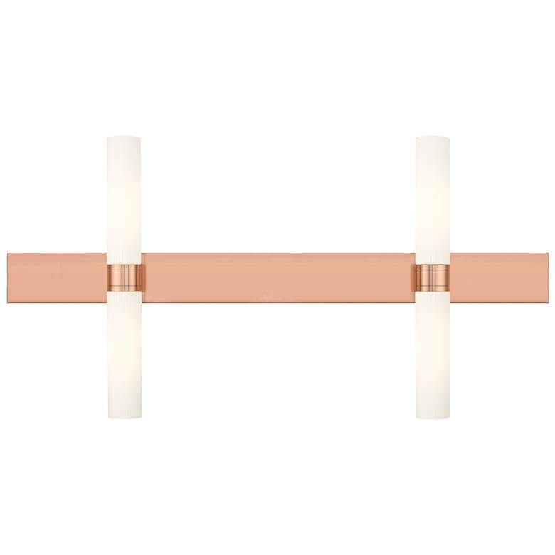 Image 1 Ballston Boreas 4 Light 51" Bath Vanity Antique Copper Striped White Shade