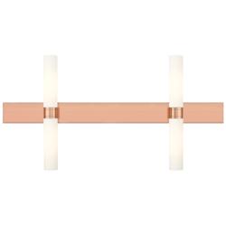 Ballston Boreas 4 Light 51" Bath Vanity Antique Copper Striped White Shade