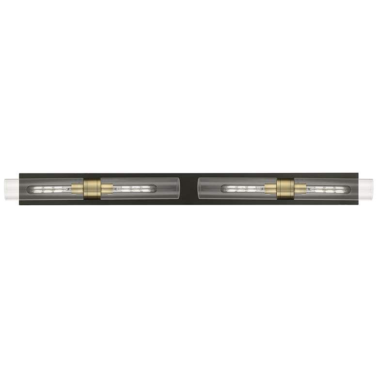 Image 1 Ballston Boreas 4 Light 51" Bath Vanity Black Antique Brass Clear Shade