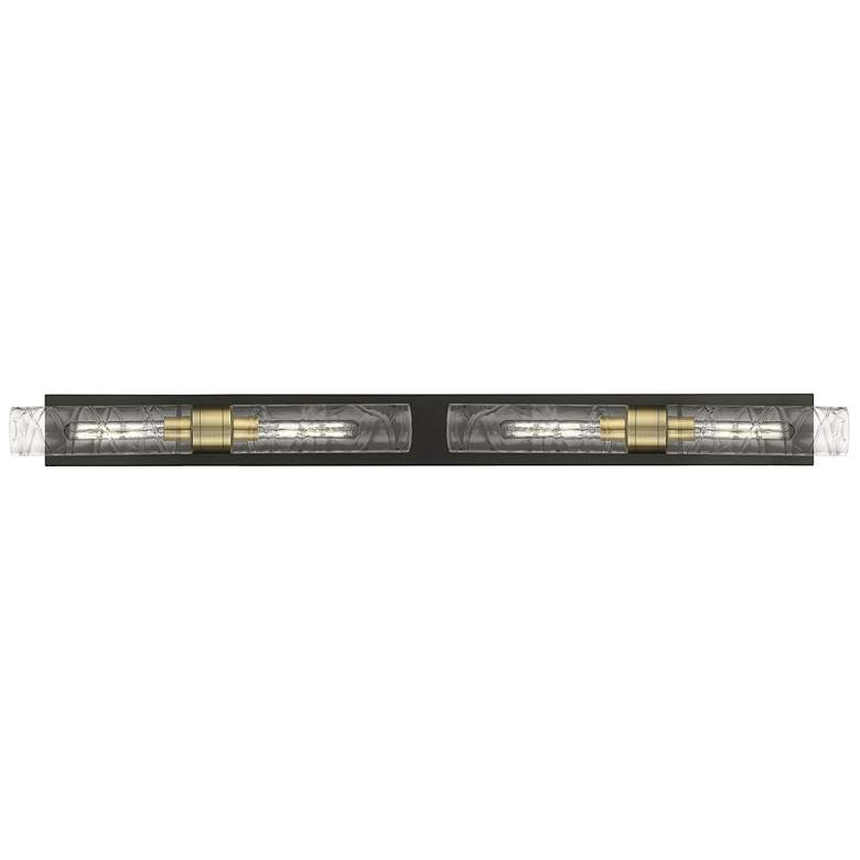 Image 1 Ballston Boreas 4 Light 51" Bath Vanity Black Brass Deco Swirl Shade