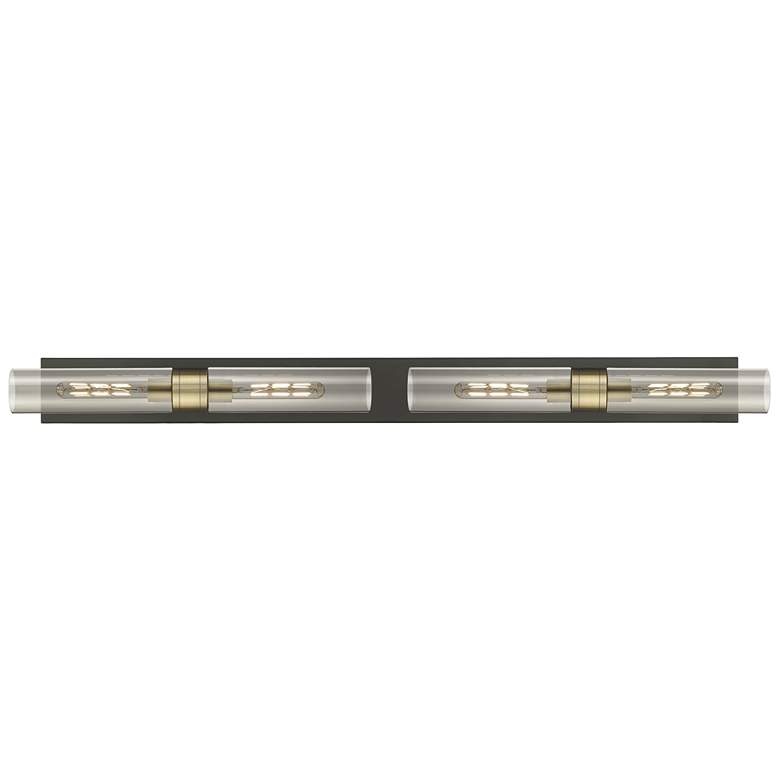 Image 1 Ballston Boreas 4 Light 51" Bath Vanity Black Brass Light Smoke Shade