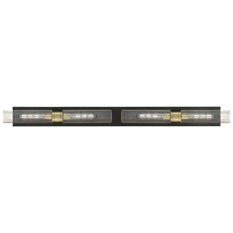 Image 1 Ballston Boreas 4 Light 51" Bath Vanity Black Brass Striped Clear Shade