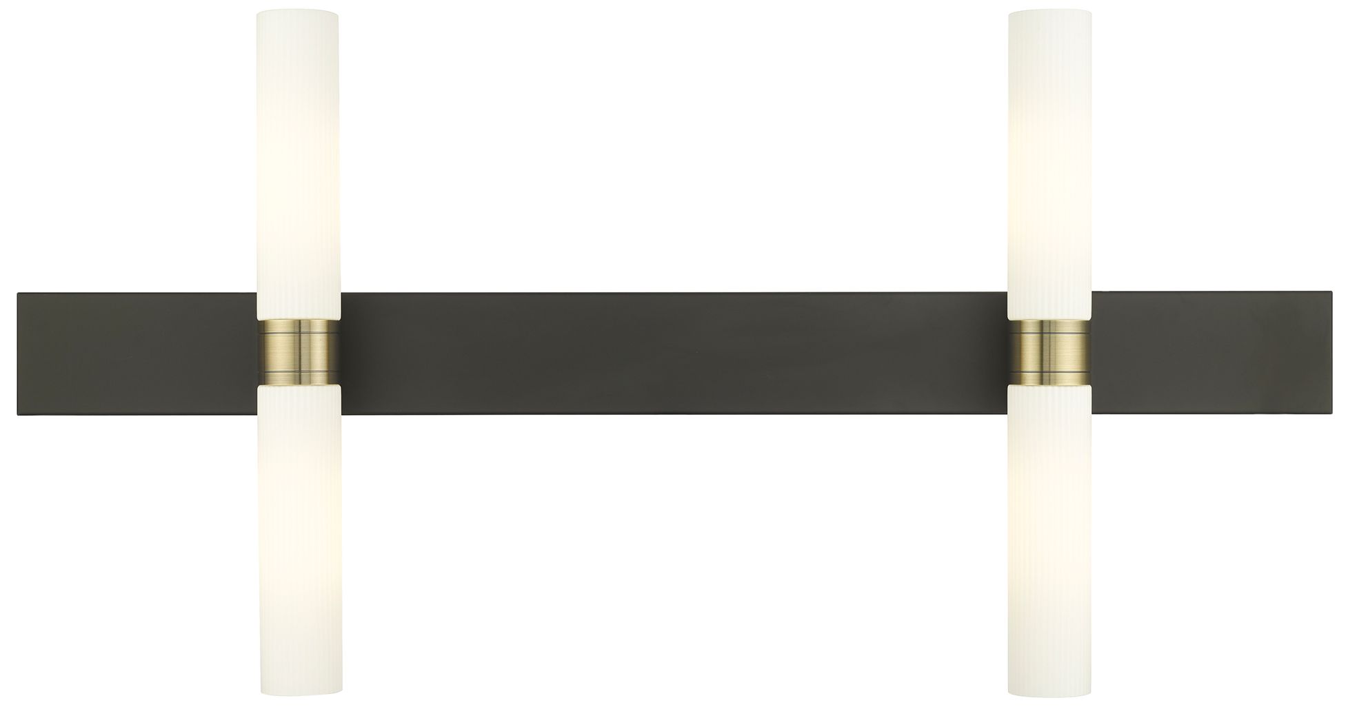 Image 2 Ballston Boreas 4 Light 51" Bath Vanity Black   Brass Striped White Shade more views