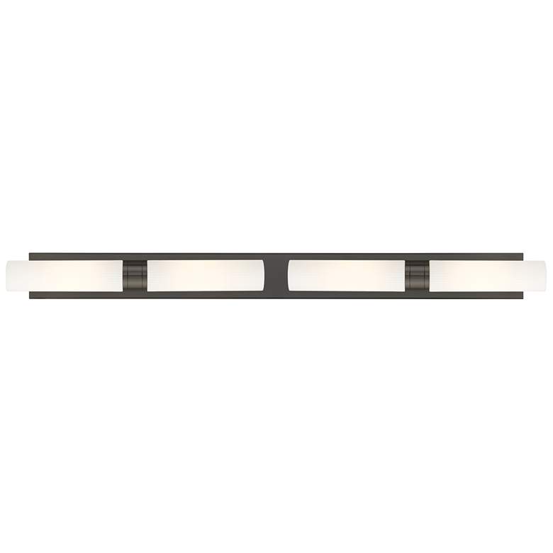 Image 1 Ballston Boreas 4 Light 51" Bath Vanity Bronze Striped White Shade