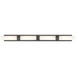Ballston Boreas 4 Light 51" Bath Vanity Bronze Striped White Shade