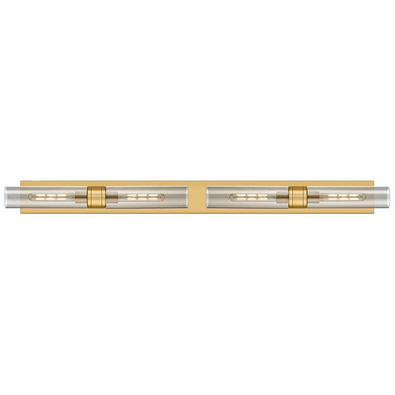 Image 1 Ballston Boreas 4 Light 51" Bath Vanity Brushed Brass Light Smoke Shade