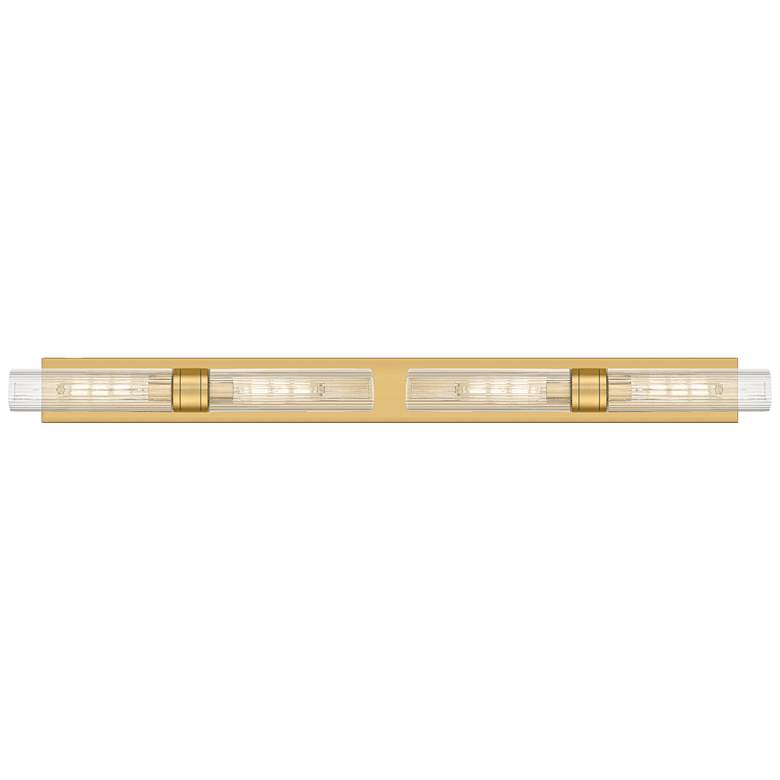 Image 1 Ballston Boreas 4 Light 51" Bath Vanity Brushed Brass Striped Clear Shade