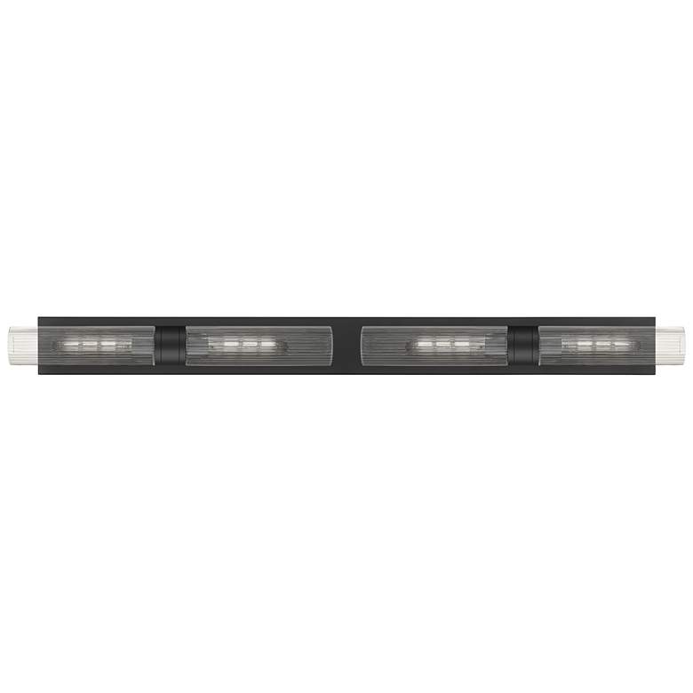 Image 1 Ballston Boreas 4 Light 51" Bath Vanity Matte Black Striped Clear Shade