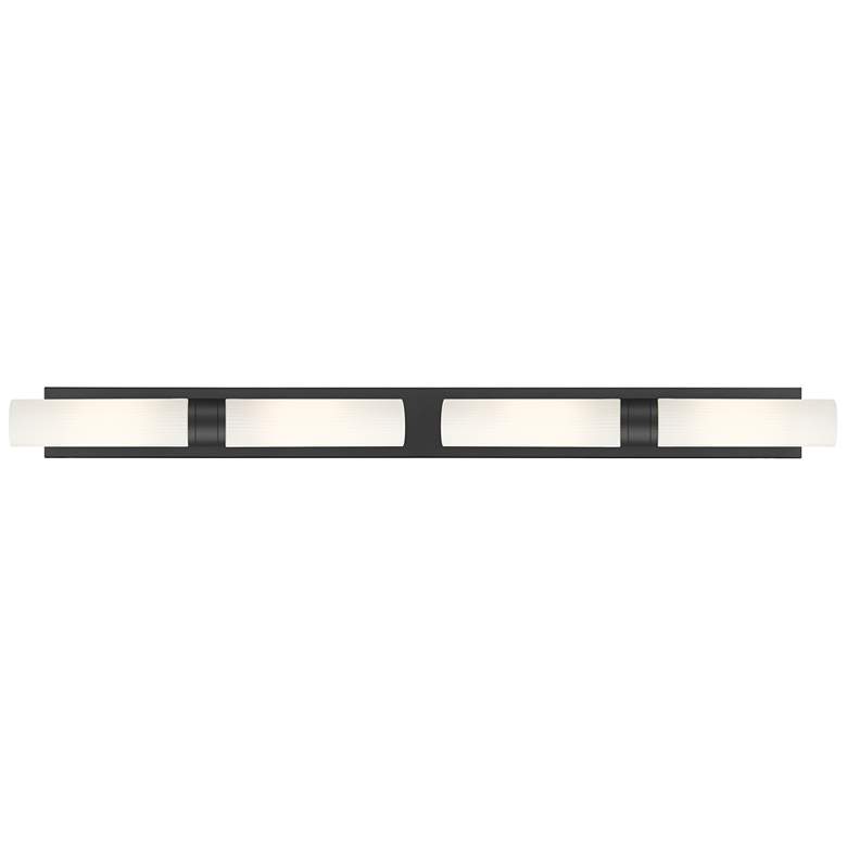 Image 1 Ballston Boreas 4 Light 51" Bath Vanity Matte Black Striped White Shade