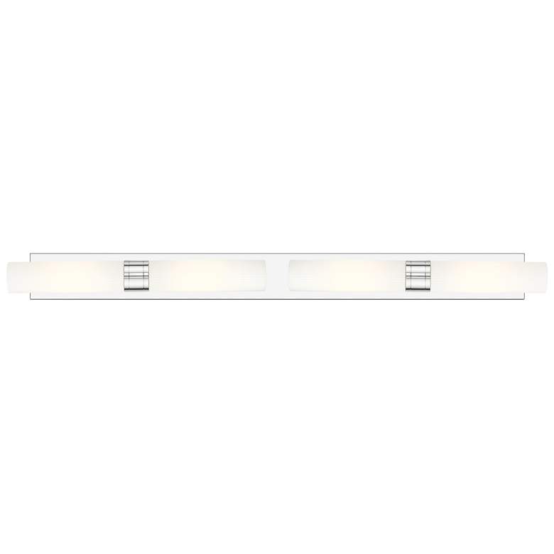 Image 1 Ballston Boreas 4 Light 51" Bath Vanity Polished Chrome Striped White Shade