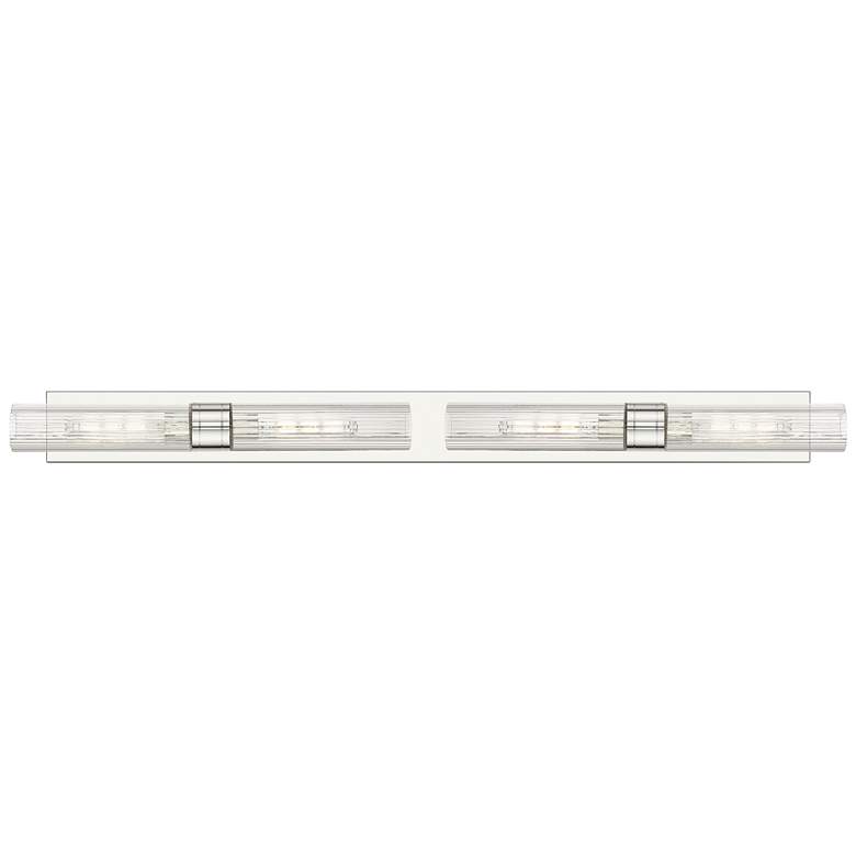 Image 1 Ballston Boreas 4 Light 51" Bath Vanity Polished Nickel Striped Clear Shade