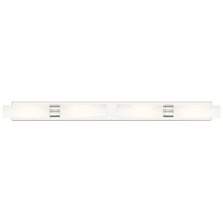 Image 1 Ballston Boreas 4 Light 51" Bath Vanity Polished Nickel Striped White Shade