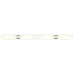 Ballston Boreas 4 Light 51" Bath Vanity Polished Nickel Striped White Shade