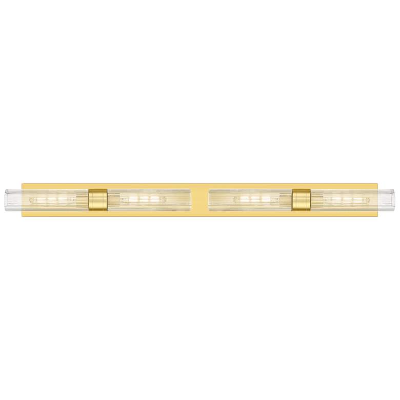 Image 1 Ballston Boreas 4 Light 51" Bath Vanity Satin Gold Striped Clear Shade
