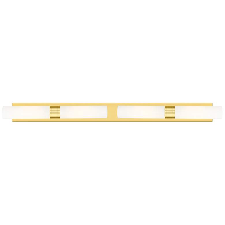Image 1 Ballston Boreas 4 Light 51" Bath Vanity Satin Gold Striped White Shade