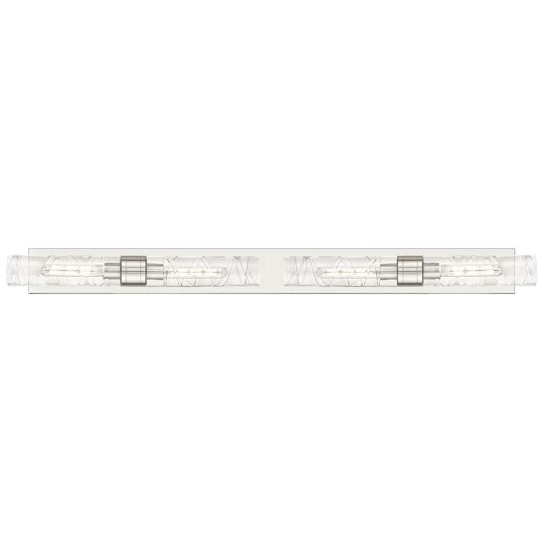 Image 1 Ballston Boreas 4 Light 51" Bath Vanity Satin Nickel Deco Swirl Shade