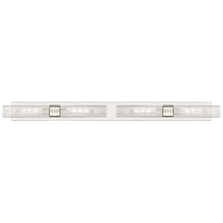 Image 1 Ballston Boreas 4 Light 51" Bath Vanity Satin Nickel Striped Clear Shade