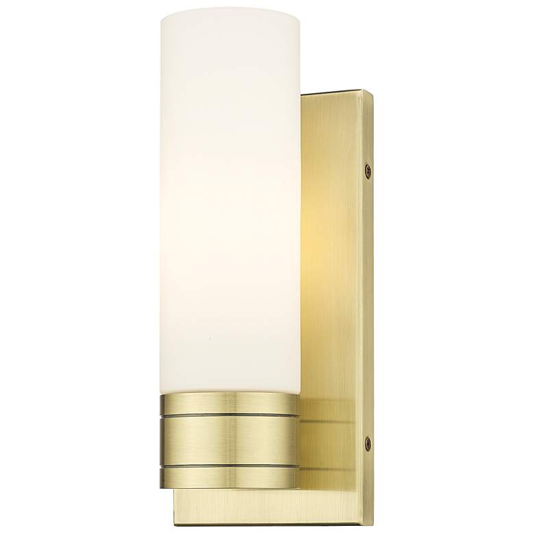 Image 1 Ballston Boreas 5" Sconce Antique Brass Finish w/ 8"H White Shade