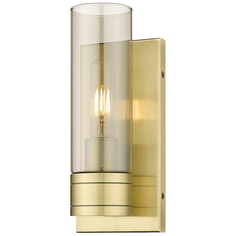 Image 1 Ballston Boreas 5" Sconce Antique Brass w/ 8"H Light Smoke Shade