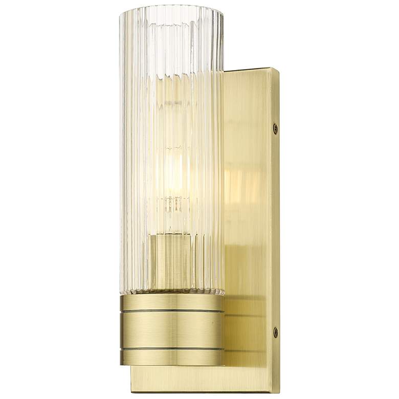 Image 1 Ballston Boreas 5" Sconce Antique Brass w/ 8"H Striped Clear Shade