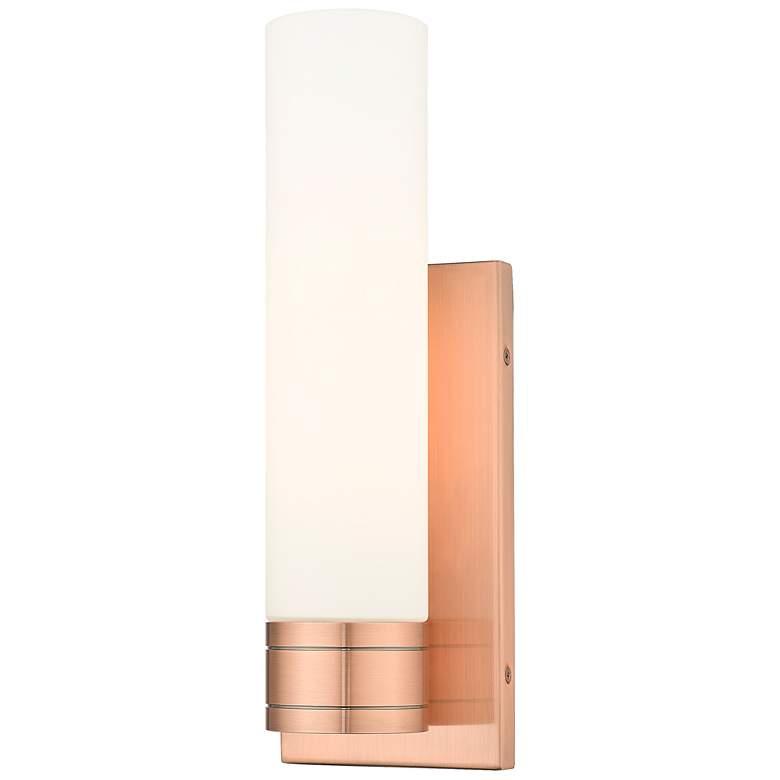 Image 1 Ballston Boreas 5" Sconce  Antique Copper Finish w/ 11"H White Shade