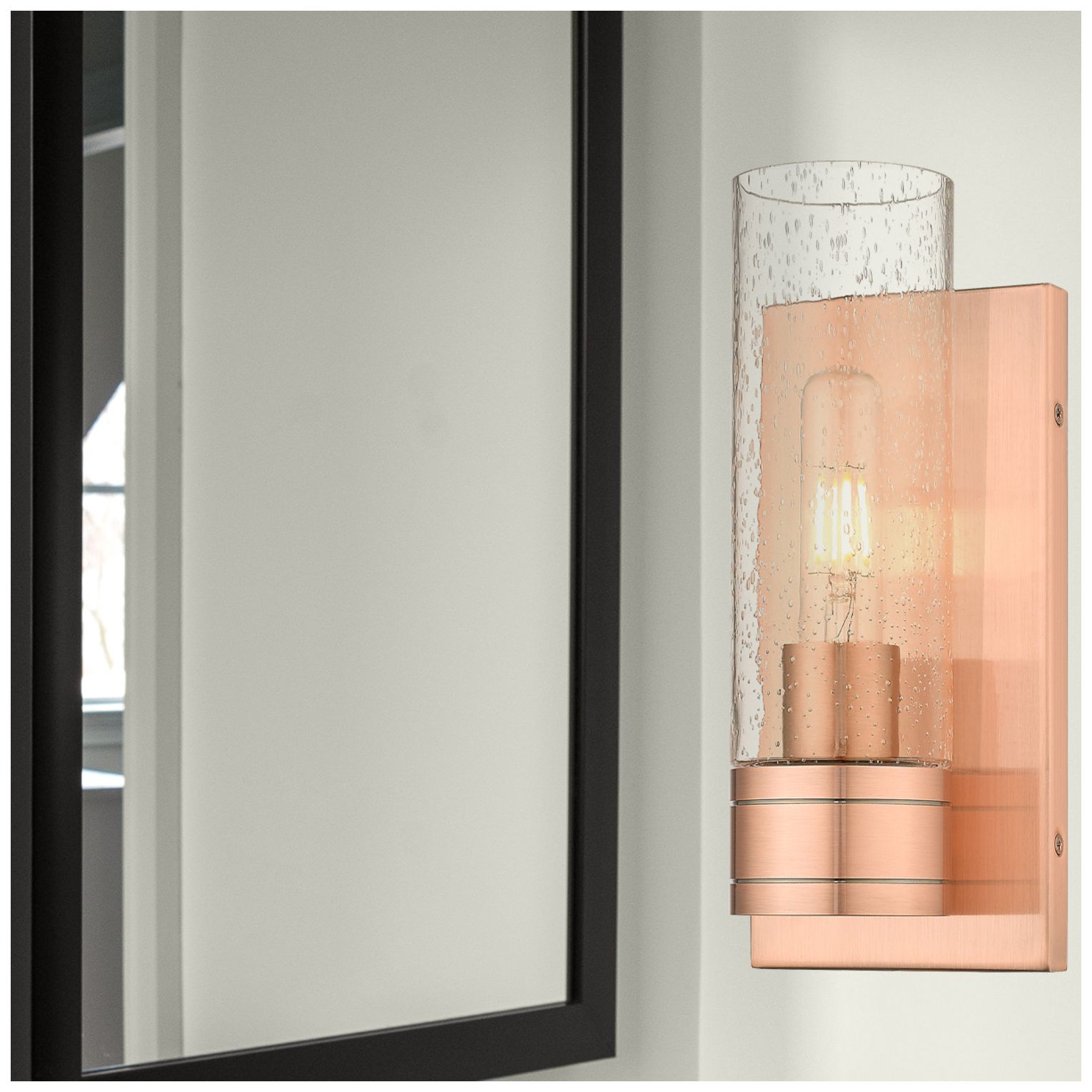 Image 3 Ballston Boreas 5" Sconce Antique Copper Finish w/ 8"H Seedy Shade more views