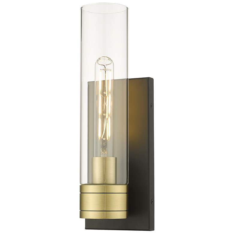 Image 1 Ballston Boreas 5" Sconce Black Brass w/ 11"H Clear Shade
