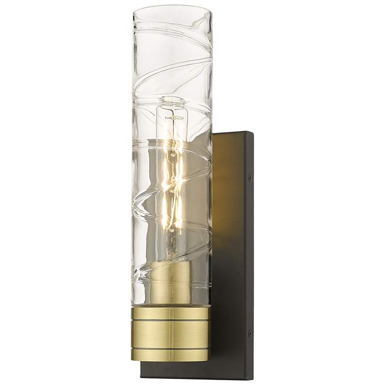 Image 1 Ballston Boreas 5" Sconce Black Brass w/ 11"H Deco Swirl Shade