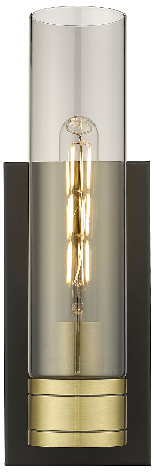 Image 2 Ballston Boreas 5" Sconce Black Brass w/ 11"H Light Smoke Shade more views