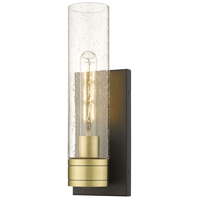 Image 1 Ballston Boreas 5" Sconce Black Brass w/ 11"H Seedy Shade