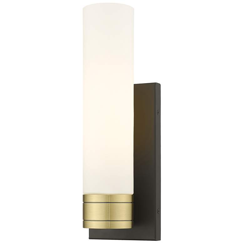 Image 1 Ballston Boreas 5" Sconce Black Brass w/ 11"H White Shade