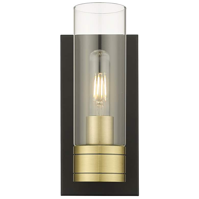 Image 5 Ballston Boreas 5" Sconce Black Brass w/ 8"H Clear Shade more views