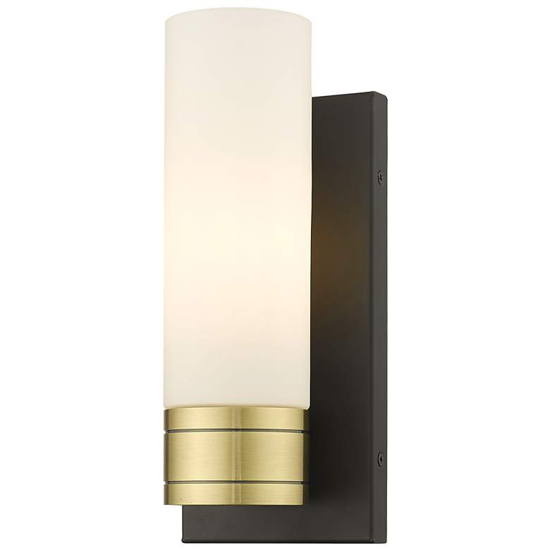 Image 1 Ballston Boreas 5" Sconce Black Brass w/ 8"H White Shade