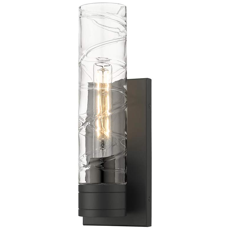 Image 1 Ballston Boreas 5" Sconce Black w/ 11"H Deco Swirl Shade
