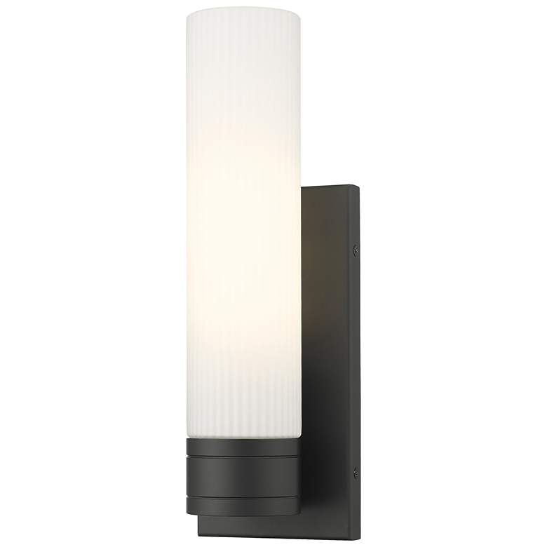 Image 1 Ballston Boreas 5" Sconce Black w/ 11"H Striped White Shade