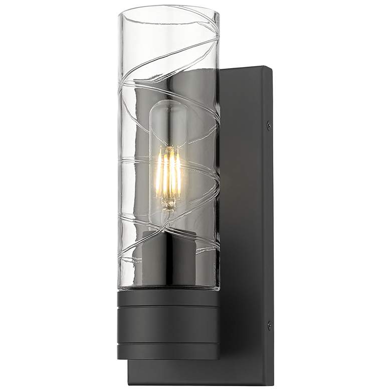 Image 1 Ballston Boreas 5" Sconce Black w/ 8"H Deco Swirl Shade