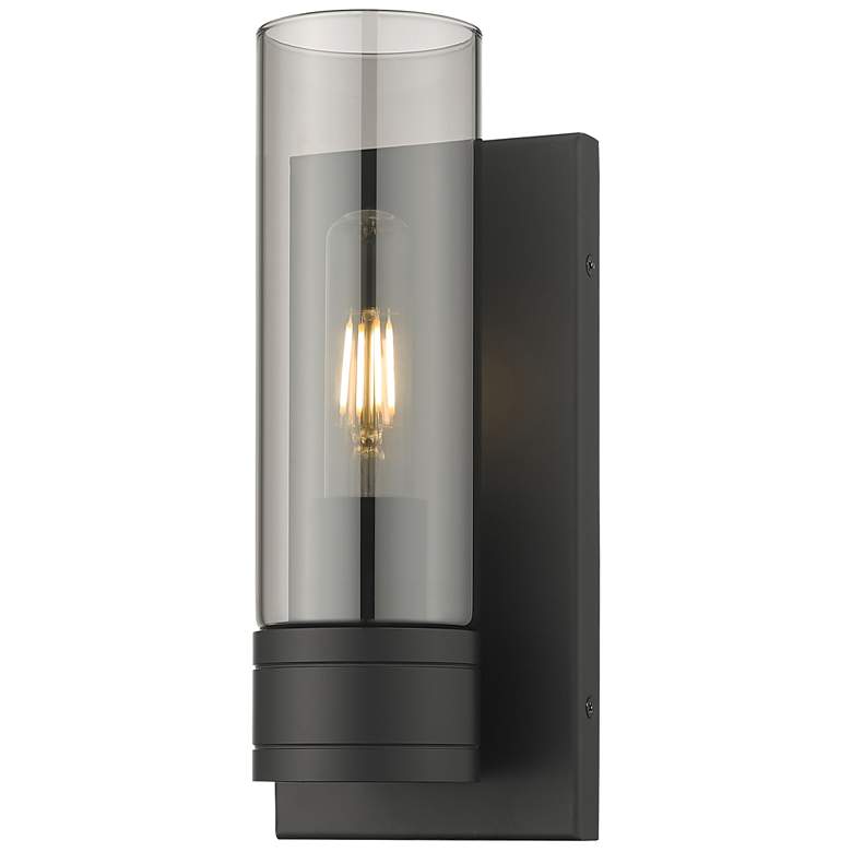 Image 1 Ballston Boreas 5" Sconce Black w/ 8"H Light Smoke Shade