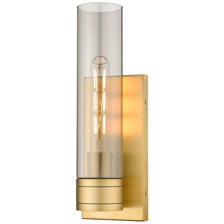 Image 1 Ballston Boreas 5" Sconce Brass w/ 11"H Light Smoke Shade