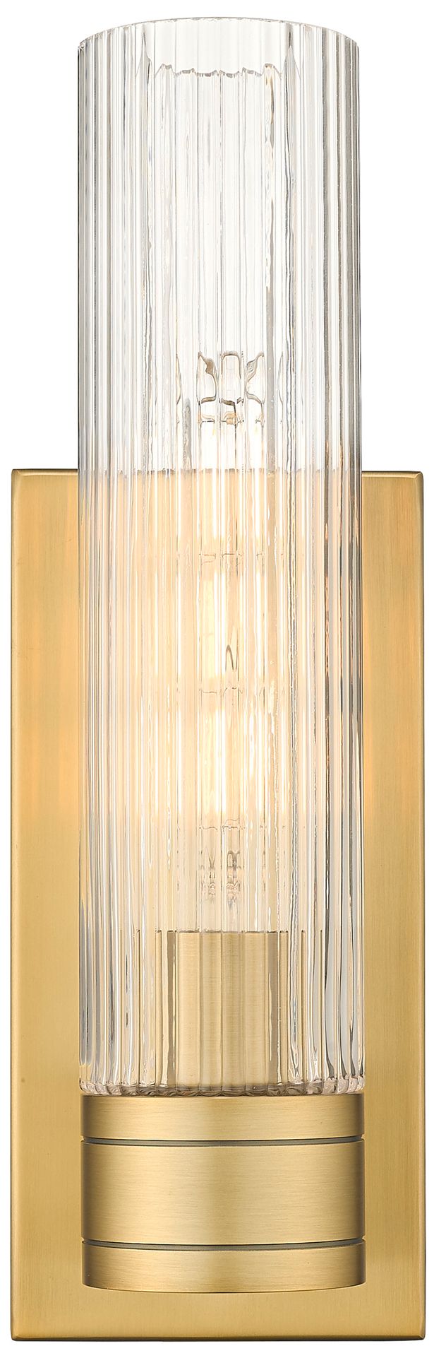 Image 2 Ballston Boreas 5" Sconce Brass w/ 11"H Striped Clear Shade more views