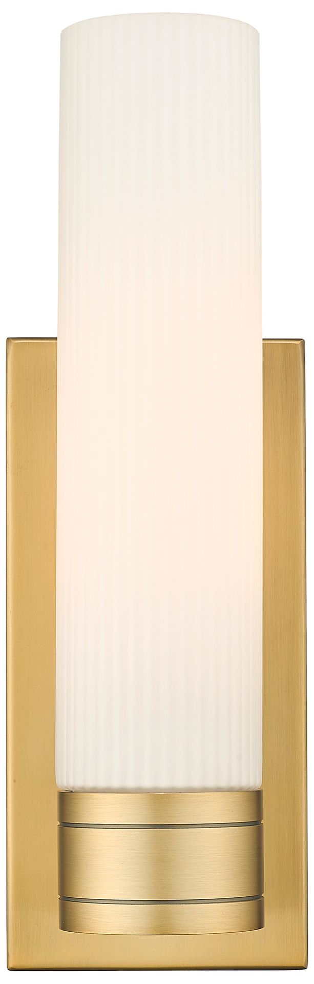 Thumbnail2 of Ballston Boreas 5" Sconce Brass w/ 11"H Striped White Shade more views