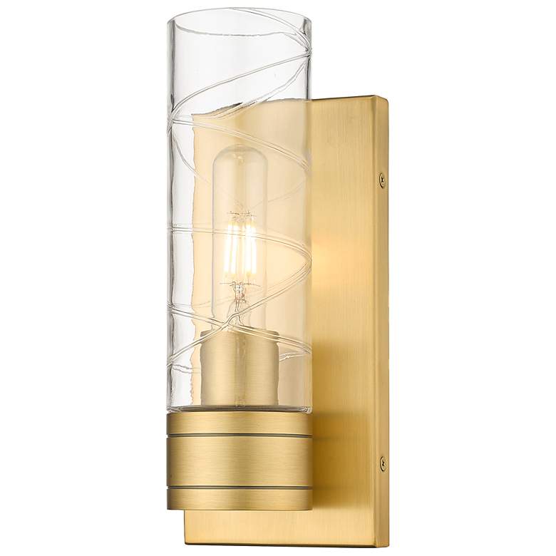 Image 1 Ballston Boreas 5" Sconce Brass w/ 8"H Deco Swirl Shade