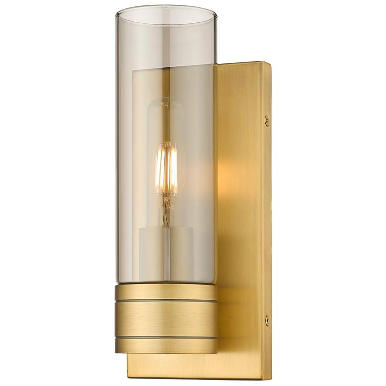 Image 1 Ballston Boreas 5" Sconce Brass w/ 8"H Light Smoke Shade