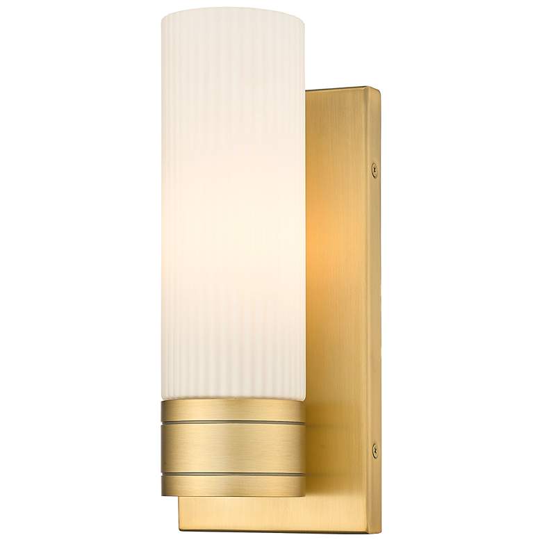 Image 1 Ballston Boreas 5" Sconce Brass w/ 8"H Striped White Shade